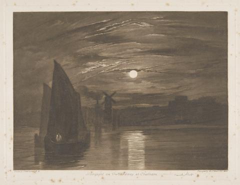 Sir Frank Short Moonlight on the Medway at Chatham