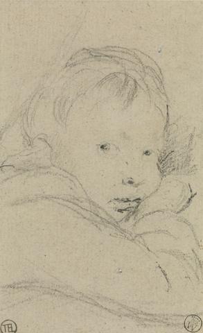 Sir David Wilkie A Child Resting His Cheek on His Hand, Head and Shoulders