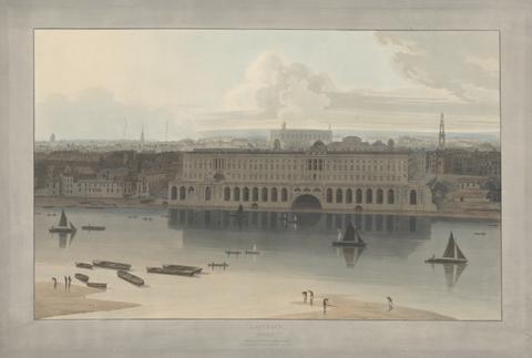 William Daniell Plate V: London, Somerset House (from William Daniell's Six Views of London; Thames side)