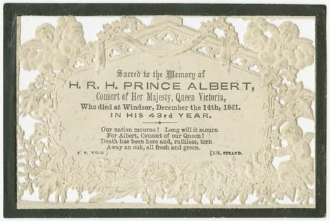 Sacred to the memory of H.R.H. Prince Albert, Consort of Her Majesty, Queen Victoria : who died at Windsor, December the 14th, 1861, in his 43rd year.