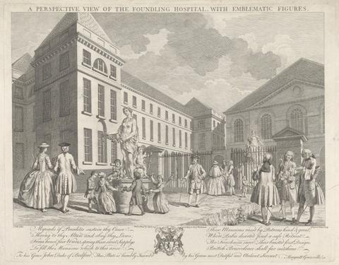 Charles Grignion A Perspective View of the Foundling Hospital with Emblematic Figures