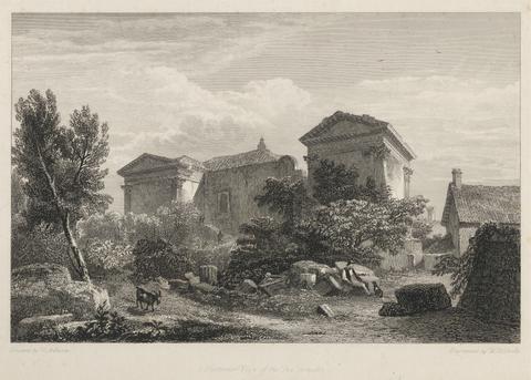 George Cooke Picturesque Views of the Antiquities of Pola in Istria, Posterior View of the Two Temples