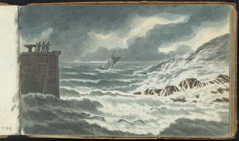 Thomas Bradshaw Album of Landscape and Figure Studies: Storm at Sea