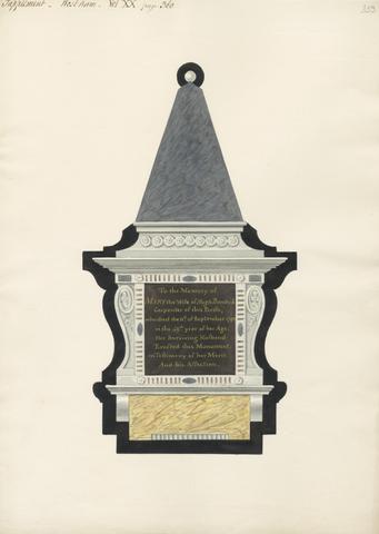 Daniel Lysons Memorial to Mary Bantock from West Ham Church