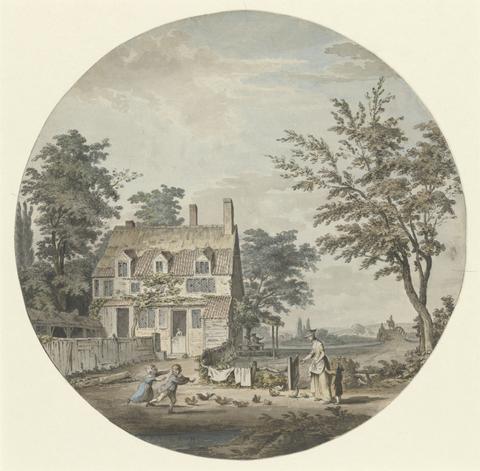 Samuel Hieronymus Grimm Landscape with Cottage, Bridge and Figures