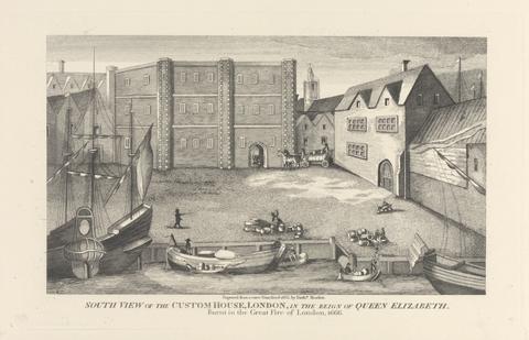 South View of the Custom House in the Reign of Queen Elizabeth