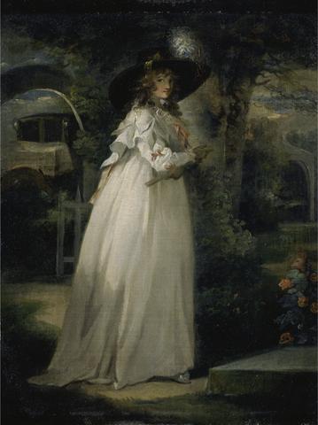 George Morland Portrait of a Girl in a Garden