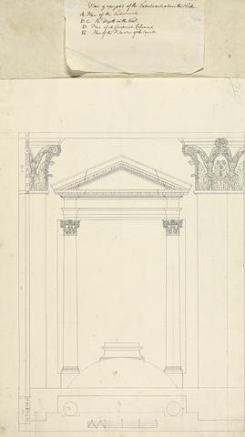 James Bruce Plan of upright of the Tabernacle above the Niche of Temple at Baalbec