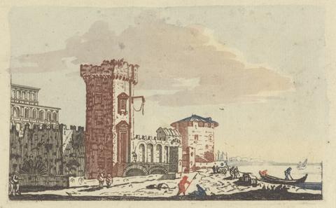 Castles, Ruins and Seascapes - Six Colored Engravings