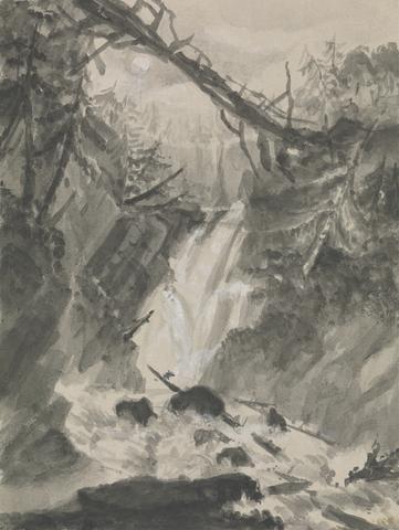 unknown artist Landscape with Waterfall