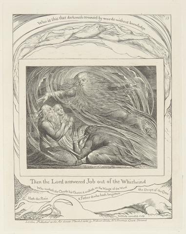 William Blake Book of Job, Plate 13, The Lord Answering Job out of the Whirlwind
