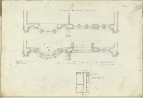unknown artist George Inn, Glastonbury, Somerset: Plans of Frontages and Ground Plan