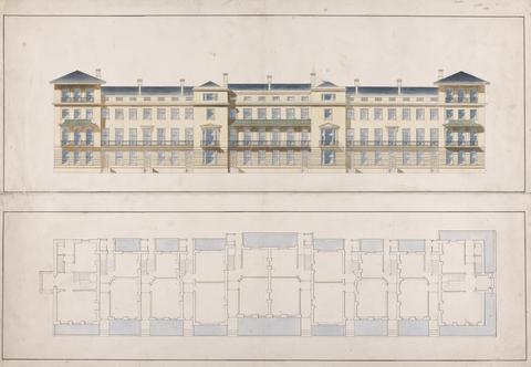 Sir Jeffry Wyatville Facade and Ground Plan of a Terrace of Houses