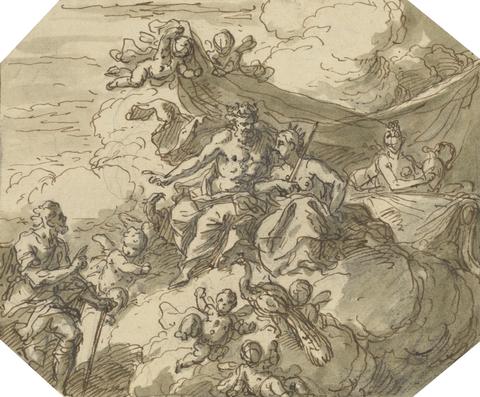 Sir James Thornhill Design for a Mythological Scene, with Jupiter and Juno