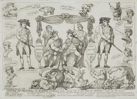 Thomas Rowlandson Sketch of Politics in Europe, January 24, 1786 - Birthday of the King of Prussia