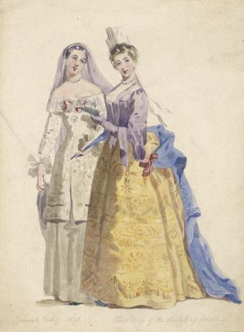 unknown artist Court Dress of the Duchess of Orleans and a Spanish Lady 1690, n.d.