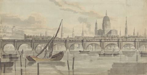 unknown artist Waterloo Bridge from the West, 1814