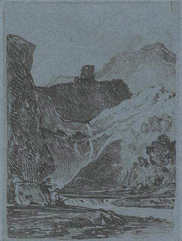 John Sell Cotman Castle Above a Waterfall