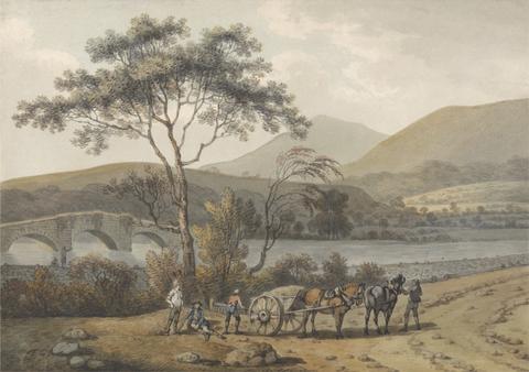 Thomas Gisborne Men Loading a Cart Beside a River