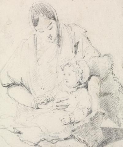 George Chinnery Young Indian Nurse with English Child