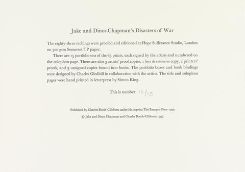 Jake Chapman Jake and Dinos' Disasters of War, Title Page