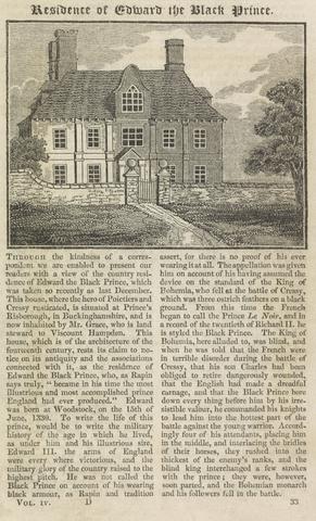 Matthew Urlwin Sears Residence of Edward the Black Prince (from The Mirror)(Volume IV, D, page 33)(with text); page 103 (Volume One)