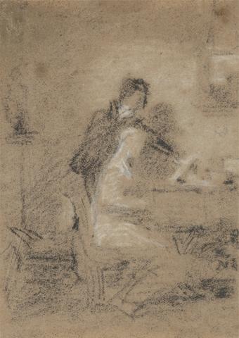 William Mulready Sketch of Two Figures in an Interior: One Seated, One Standing