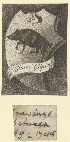 Rev. William Gilpin The Artist's Bookplate and Pen Inscription from a Drawing Album