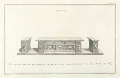 James Basire the younger An Account of Some Ancient Monuments in Westminster Abbey, in Vetusta Monumenta, vol. 2: The Monument of Ann of Cleves, fourth Wife of King Henry VIII (Plate VII)