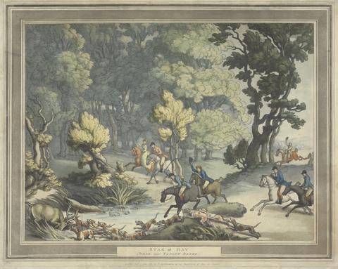 Thomas Rowlandson Fox-hunting [set of four]: 2. Stag at Bay. / Scene near Taplow Berks