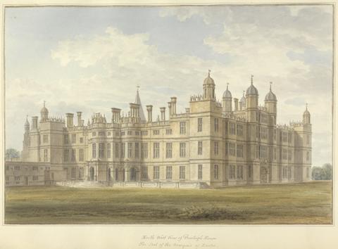 John Buckler FSA North West view of Burleigh House The Seat of the Marquis of Exeter