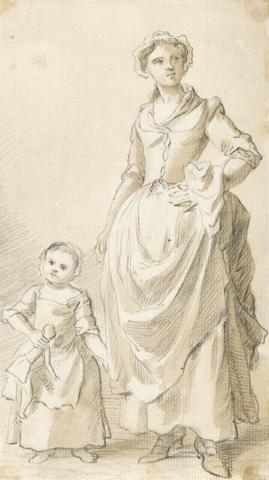 Paul Sandby RA Woman and Child Holding a Doll