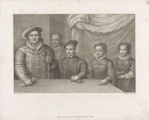 Francesco Bartolozzi RA King Henry VIII With Will Sommers, Edward VI, Mary I, and Elizabeth I
