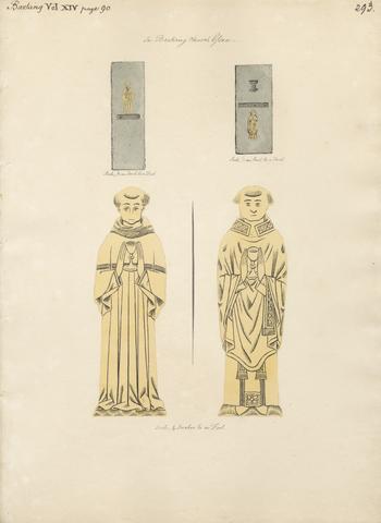 Daniel Lysons Brass plate for two Unidentified Clerics, from Barking Church