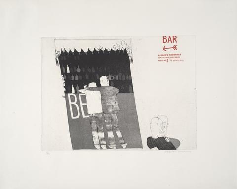 David Hockney 4: The Drinking Scene from A Rake's Progress