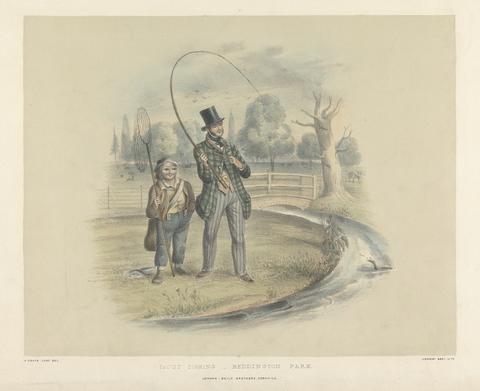 unknown artist Angling [set of six]: 6. Trout Fishing-Beddington Park
