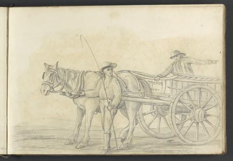William Brockedon A study from nature (horse-drawn cart with two men)