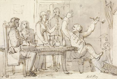William Henry Pyne An Illustration to Rob Roy: Interior with a Party Drinking