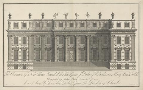Henry Hulsberg The Elevation of a New House Intended for his Grace ye Duke of Chandos, in Mary Bone Fields