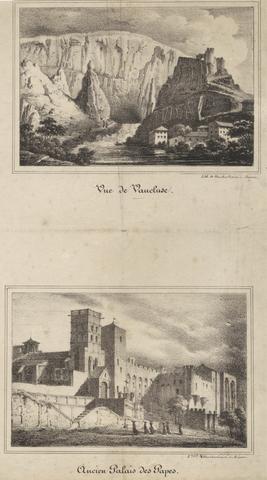 unknown artist Vue de Vaucluse, and Ancien Palais des Papes