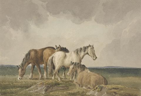 Thomas Creswick Four Ponies on a Welsh Moor