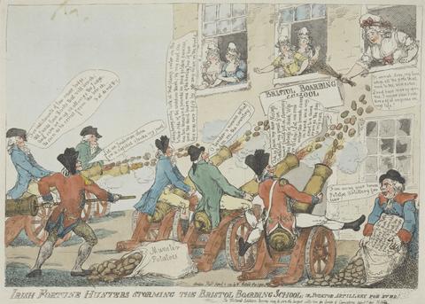 unknown artist Irish Fortune Hunters storming the Bristol Boarding School; or, Potatoe Artillery for ever