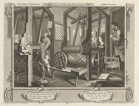 William Hogarth Plate 1, The Fellow 'Prentices at their Looms