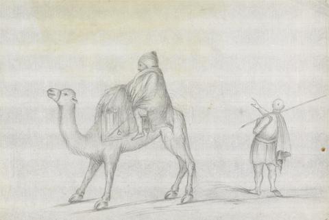 Traveler and a Man atop a Camel