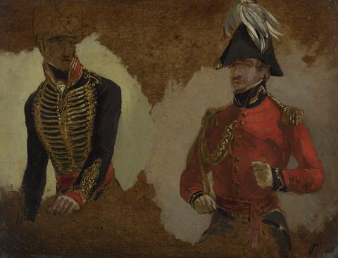 Studies of Royal Horse Artillery Uniform, and of an A.D.C. to the Commander-in-Chief: a study for 'The Battle of Waterloo'
