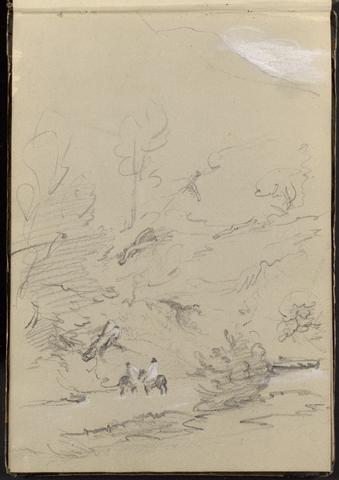 William Brockedon Two Men on Horses Crossing a Stream