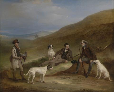John Ferneley Edward Horner Reynard and his Brother George Grouse-Shooting At Middlesmoor, Yorkshire, with Their Gamekeeper Tully Lamb