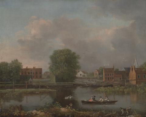John Inigo Richards RA A River Landscape, possibly a View from the West End of Rochester Bridge