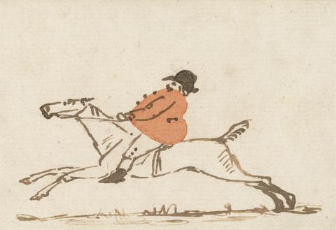 Joseph Crawhall Horse and Rider: a Stout Huntsman on a Galloping Horse