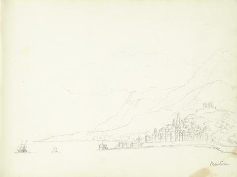 William Brockedon recto: A View of Mentone from Across the Bay